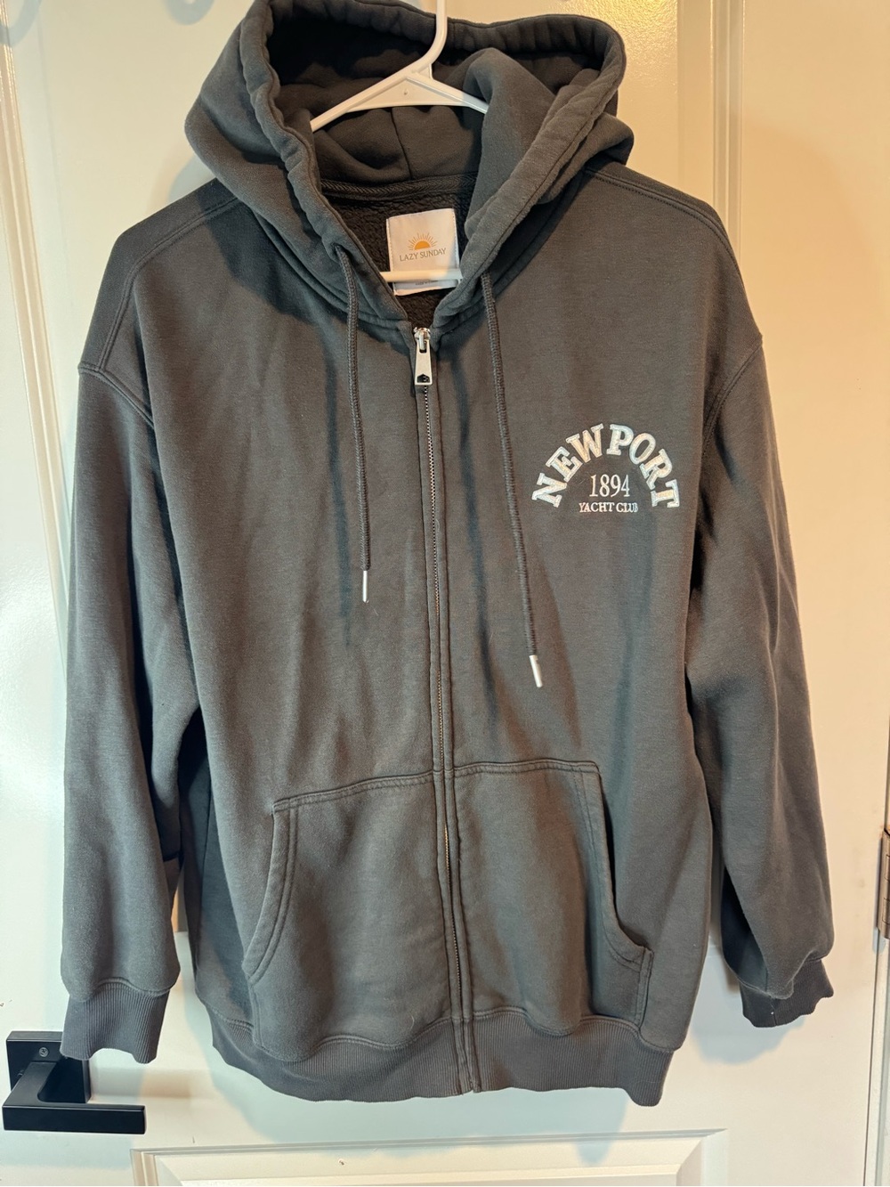 Lazy Sunday Gray Zip-Up Hooded Jacket